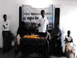 Guidance by Principal Dr. B. S. Chikte during Blood Donation and Blood Group Checking Camp in the College.